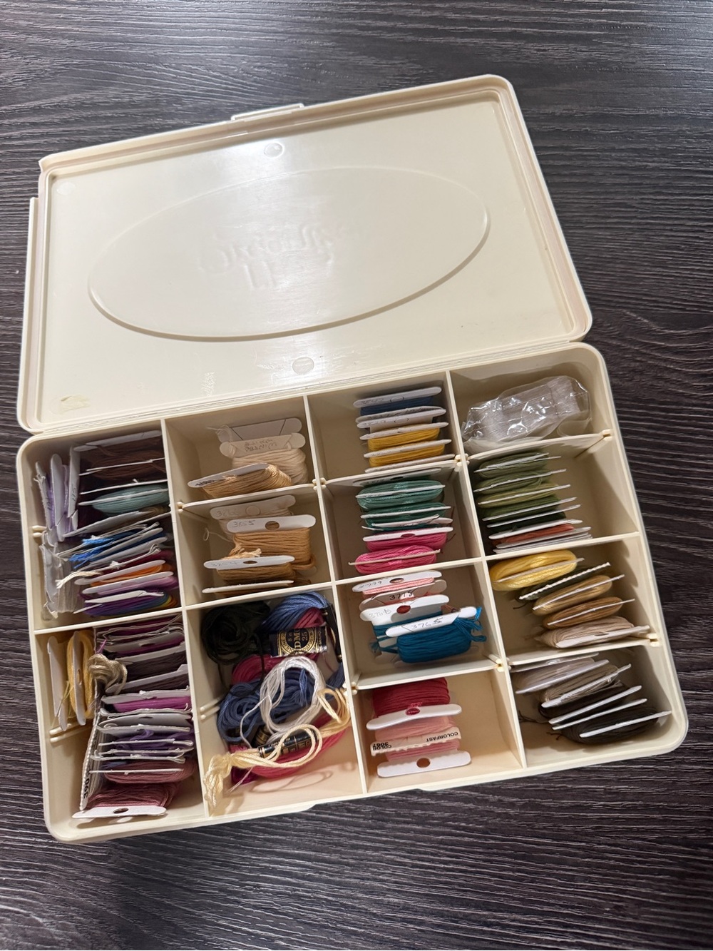 80+Multi-Color Embroidery Floss on tags with Storage container. Extra tags